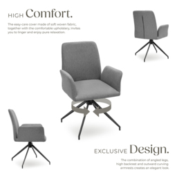 tectake Daya Set of 4 Anthracite Upholstered Swivel Chair - Size: Single - Grey - Wilko - thumbnail 5