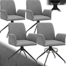 tectake Daya Set of 4 Anthracite Upholstered Swivel Chair - Size: Single - Grey - Wilko - thumbnail 3