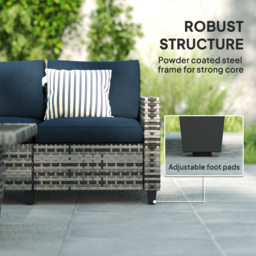 Outsunny 5 Seater Navy Blue Wicker Outdoor Furniture Set - Wilko - thumbnail 7