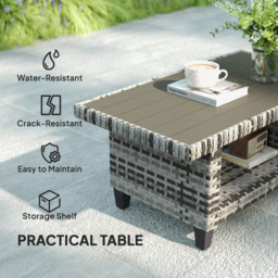 Outsunny 5 Seater Navy Blue Wicker Outdoor Furniture Set - Wilko - thumbnail 5