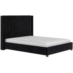 Flair Tiggy King Size Black Velvet Ottoman Bed with Winged Headboard - Wilko - thumbnail 3