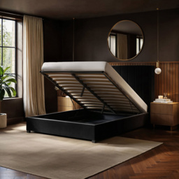 Flair Tiggy King Size Black Velvet Ottoman Bed with Winged Headboard - Wilko - thumbnail 6