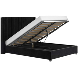 Flair Tiggy King Size Black Velvet Ottoman Bed with Winged Headboard - Wilko - thumbnail 4