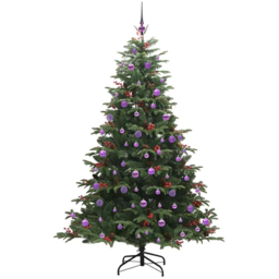 vidaXL Pre-Lit Warm White LED and Lilac Baubles Green Artificial Christmas Tree with Stand 6.8ft - Wilko - thumbnail 3