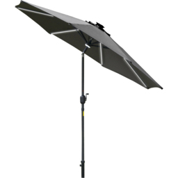Outsunny Grey Solar LED Crank and Tilt Parasol 2.7m - Size: 3m - Wilko - thumbnail 1