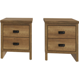 GFW Boston 2 Drawer Knotty Oak Bedside Table Set of 2 - Brown - Wilko - thumbnail 4