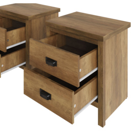 GFW Boston 2 Drawer Knotty Oak Bedside Table Set of 2 - Brown - Wilko - thumbnail 6