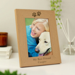 Personalised Memento Paw Prints Oak Finish Photo Frame 5 x 7 inch - Size: 2 x 2.5 x 0.2cm - Brown - Wilko - thumbnail 4