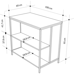 Decortie Detroit 2 Shelf Bar Table Oak and Silky Black - Size: 95 x 100 x 60cm - Multi - Wilko - thumbnail 7