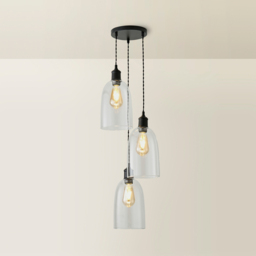 ValueLights Kira Glass Dome 3 Drop Cluster Matte Black LED Ceiling Pendant Light - Size: 126 x 20.5 x 20.5cm - Gold - Wilko - thumbnail 6