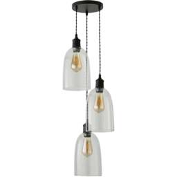 ValueLights Kira Glass Dome 3 Drop Cluster Matte Black LED Ceiling Pendant Light - Size: 126 x 20.5 x 20.5cm - Gold - Wilko
