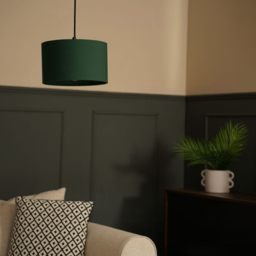 ValueLights Reni Forest Green Fabric Small Drum Shade - Size: 15 x 25 x 25cm - Wilko - thumbnail 4