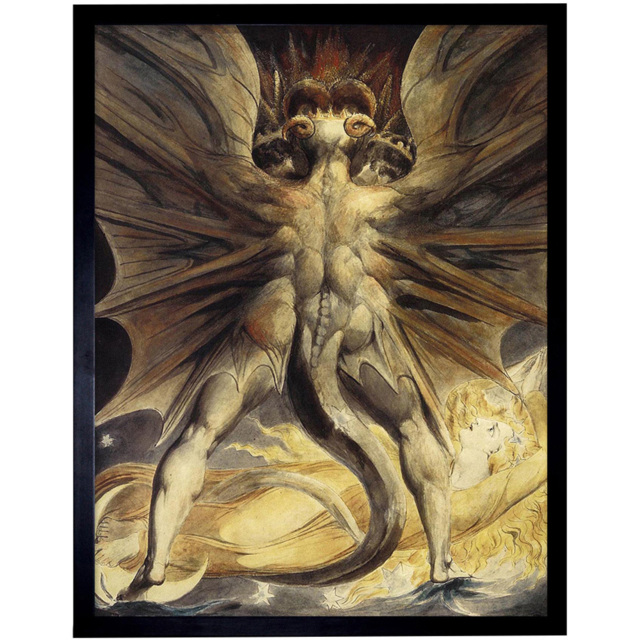 Wee Blue Coo William Blake Red Dragon Woman Clothed Sun 1805 Old Framed Wall Art Print 30 x 41cm - Size: 43.3 x 33.3 x 1.5cm - Brown - Wilko - image 1
