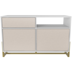 Decorotika Utopie 3 Door Singe Shelf White and Beige Modern Storage Cabinet - Size: 78.4 x 120 x 45cm - Multi - Wilko - thumbnail 3