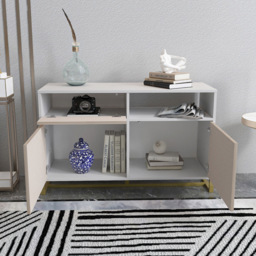 Decorotika Utopie 3 Door Singe Shelf White and Beige Modern Storage Cabinet - Size: 78.4 x 120 x 45cm - Multi - Wilko - thumbnail 6