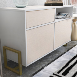 Decorotika Utopie 3 Door Singe Shelf White and Beige Modern Storage Cabinet - Size: 78.4 x 120 x 45cm - Multi - Wilko - thumbnail 5