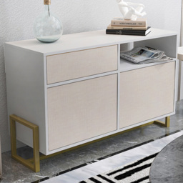 Decorotika Utopie 3 Door Singe Shelf White and Beige Modern Storage Cabinet - Size: 78.4 x 120 x 45cm - Multi - Wilko - thumbnail 1
