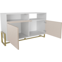 Decorotika Utopie 3 Door Singe Shelf White and Beige Modern Storage Cabinet - Size: 78.4 x 120 x 45cm - Multi - Wilko - thumbnail 4
