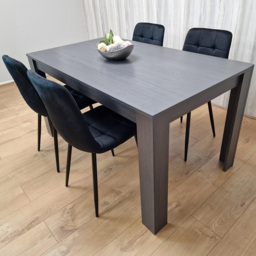 Kosy Koala 4 Seater Velvet Arrow Design Dining Set Charcoal and Black - Portland - Wilko - thumbnail 3