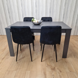 Kosy Koala 4 Seater Velvet Arrow Design Dining Set Charcoal and Black - Portland - Wilko - thumbnail 5