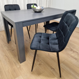 Kosy Koala 4 Seater Velvet Arrow Design Dining Set Charcoal and Black - Portland - Wilko