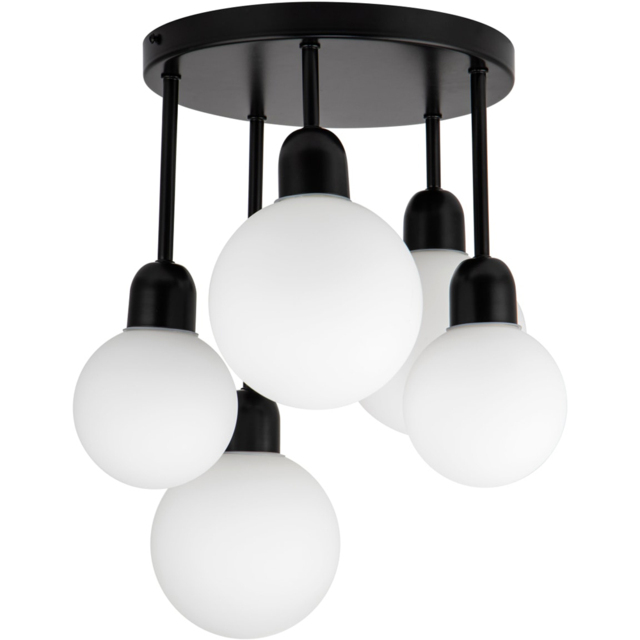 Cosylyte 5 Light Matt Black Opal Glass Ceiling Light - Size: 28 x 50 x 37cm - Wilko - image 1