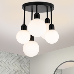 Cosylyte 5 Light Matt Black Opal Glass Ceiling Light - Size: 28 x 50 x 37cm - Wilko - thumbnail 3