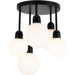 Cosylyte 5 Light Matt Black Opal Glass Ceiling Light - Size: 28 x 50 x 37cm - Wilko - thumbnail 4