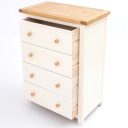 Cabinet Bits Maggiori 4 Drawer Off White Wood Knob Chest of Drawers - Wilko - thumbnail 6