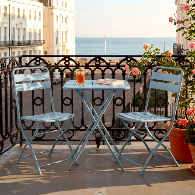 Artemis Home Colourways 2 Seater Blue Vibrant Folding Bistro Set - Light Blue - Wilko - image 1