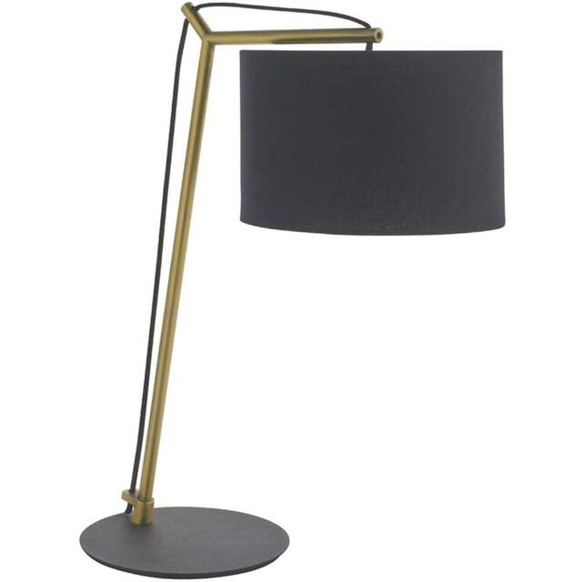 Merano Ravenna Black Cotton Fabric Shade Matt Brass Plate Table Lamp - Size: 23 x 43 x 52cm - Brown - Wilko - image 1