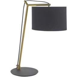 Merano Ravenna Black Cotton Fabric Shade Matt Brass Plate Table Lamp - Size: 23 x 43 x 52cm - Brown - Wilko