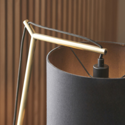 Merano Ravenna Black Cotton Fabric Shade Matt Brass Plate Table Lamp - Size: 23 x 43 x 52cm - Brown - Wilko - thumbnail 5