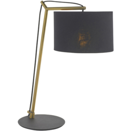 Merano Ravenna Black Cotton Fabric Shade Matt Brass Plate Table Lamp - Size: 23 x 43 x 52cm - Brown - Wilko - thumbnail 4