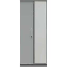 Crowndale Camden 2 Door Dusk Grey Mirrored Wardrobe Ready Assembled - Wilko - thumbnail 3