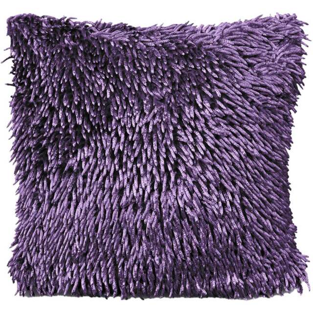 Velosso Plum Shaggy Chenille Filled Cushion 43 x 43cm 2 Pack - Purple - Wilko - image 1