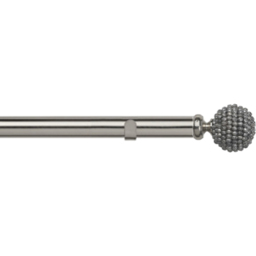 New Edge Blinds 340cm Fixed Length Satin Silver Eyelet Metal Curtain Pole Set with Mia Finial - Wilko - thumbnail 1