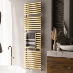 Terma Rolo Towel 3454BTU Brass Heated Towel Rail 1800 x 520mm - Size: 180 x 52 x 12.7cm - Gold - Wilko - thumbnail 3