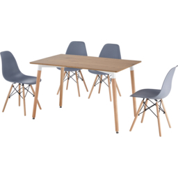 Comfy Living 4 Seater Metal Detailing Dining Set Oak and Grey - Wilko - thumbnail 3