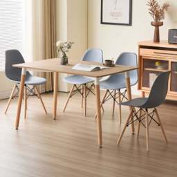 Comfy Living 4 Seater Metal Detailing Dining Set Oak and Grey - Wilko