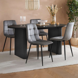 Birlea Axel 4 Seater Oval Fluted Dining Set Black - Size: 75 x 160 x 90cm - SleepSoul - Wilko