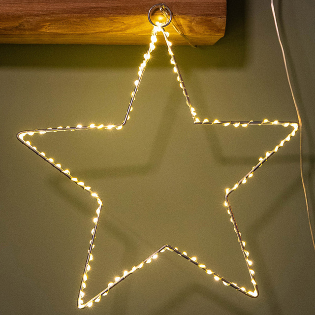 Samuel Alexander Warm White LED Light up Dewdrop Christmas 2D Star 30cm - Size: 30 x 2 x 2cm - Silver - Wilko - image 1