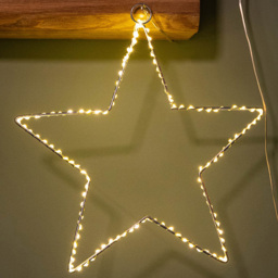 Samuel Alexander Warm White LED Light up Dewdrop Christmas 2D Star 30cm - Size: 30 x 2 x 2cm - Silver - Wilko - thumbnail 1