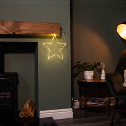 Samuel Alexander Warm White LED Light up Dewdrop Christmas 2D Star 30cm - Size: 30 x 2 x 2cm - Silver - Wilko - thumbnail 7