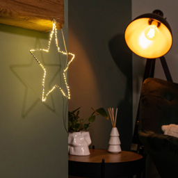 Samuel Alexander Warm White LED Light up Dewdrop Christmas 2D Star 30cm - Size: 30 x 2 x 2cm - Silver - Wilko - thumbnail 3