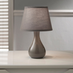Kliving Calvin Linen Look Shade Grey Ceramic Table Lamp - Size: 29 x 18 x 18cm - Wilko - thumbnail 4