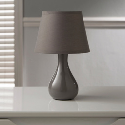 Kliving Calvin Linen Look Shade Grey Ceramic Table Lamp - Size: 29 x 18 x 18cm - Wilko - thumbnail 3