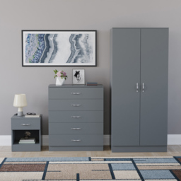 Vida Designs Riano Grey 3 Piece Bedroom Furniture Set - Wilko - thumbnail 3