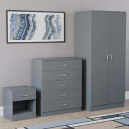 VIDA DESIGNS Riano Grey 3 Piece Bedroom Furniture Set - Wilko