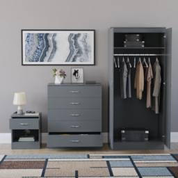 Vida Designs Riano Grey 3 Piece Bedroom Furniture Set - Wilko - thumbnail 4